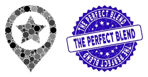 Collage Star Map Marker Icon with Distress The Perfect Blend Stamp Illustrazione stock