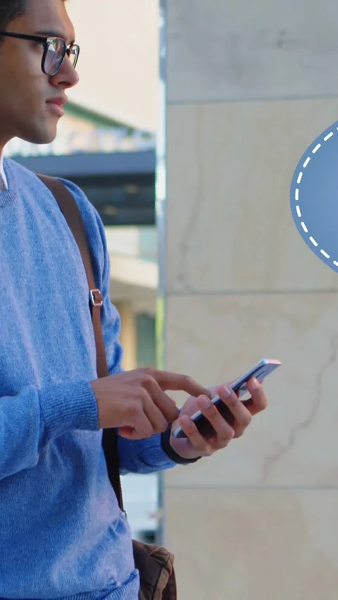 Collage student checking on his messages 4k Stock Footage 323782692