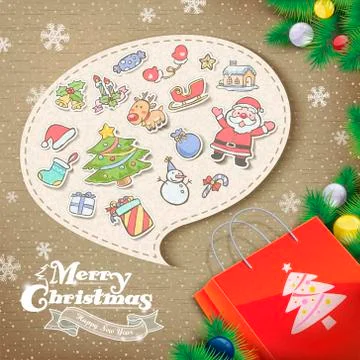 Collage style christmas elements Stock Illustration