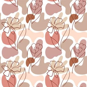 Collage style seamless repeat pattern with abstract and organic shapes in pastel 스톡 일러스트