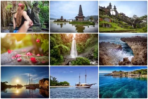 Collage of summer beach Stock Photos