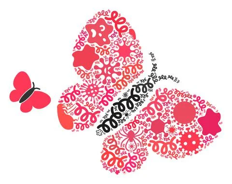 Collage Summerbird Icon of Infectious Microbes Stock Illustration