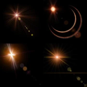 Collage with suns and rays Stock Photos
