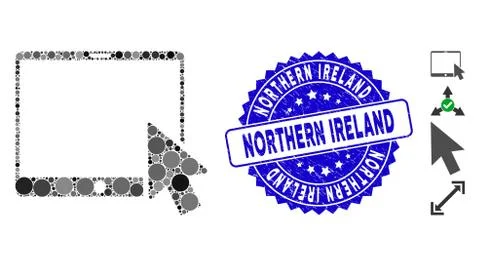 Collage Tablet Arrow Pointer Icon with Scratched Northern Ireland Seal イラスト素材
