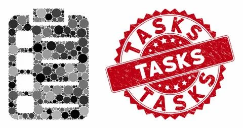 Collage Tasks with Distress Tasks Stamp Stock Illustration