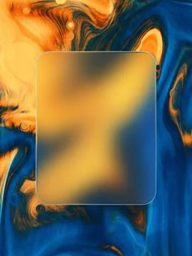 Collage template. Glass digital screen on abstract blue orange liquid background Stock Photos