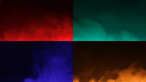 Collage of texture of multi-colored smoke on a black background. Vídeos de archivo 254019477