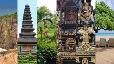 The collage on the theme of Bali, Indonesia. Tamples. Travel and vacation Vídeo Stock 314339219