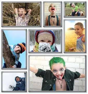 Collage on the theme of childhood. Foto stock