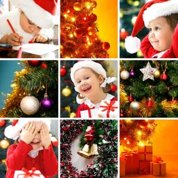 Collage on the theme of Christmas Stock Photos