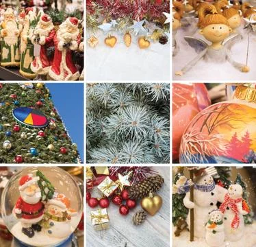 Collage on the theme of Christmas Stock Photos
