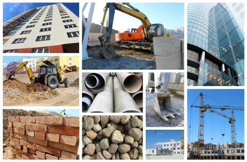 Collage on the theme of construction. Stock Photos