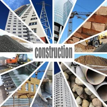 Collage on the theme of construction Foto stock