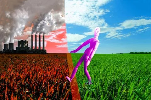 Collage on the theme of ecology Stock Photos