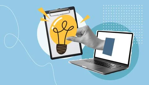 Collage on the theme of idea. An idea for a successful business. A win-win st Foto stock