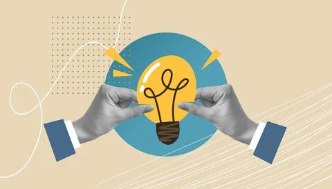 Collage on the theme of idea. An idea for a successful business. A win-win st Foto stock
