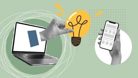 Collage on the theme of idea. An idea for a successful business. A win-win st Stock Photos