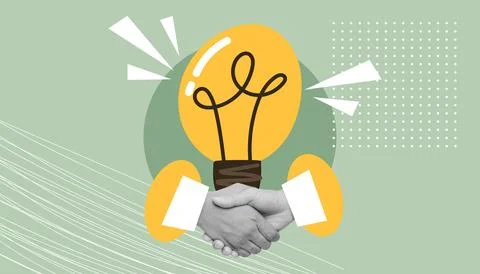 Collage on the theme of idea. An idea for a successful business. A win-win .. Stock Photos