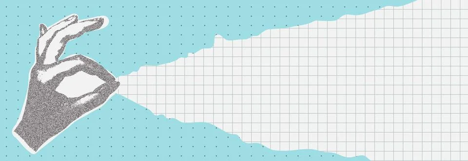 Collage on the theme of seo. Modern composition with a hand holding a magni.. Illustrazione stock