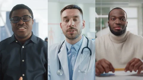 Collage Three Professionals Talking Stock Footage 264334868