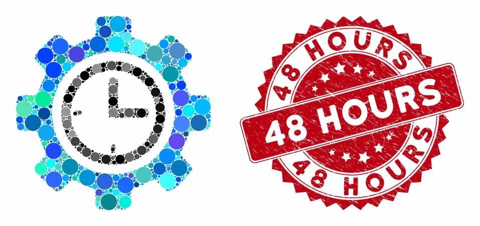 Collage Time Setup Gear with Scratched 48 Hours Seal Stock-Illustration