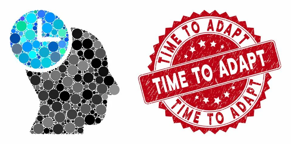 Collage Time Thinking with Grunge Time to Adapt Seal Stock Illustration