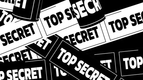 Collage of top secret labels on documents an abstract high contrast Stock Footage 337841864