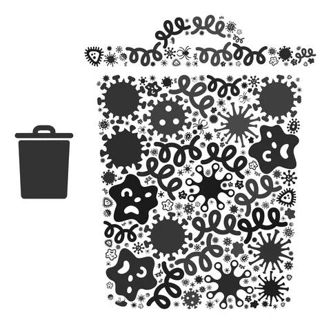Collage Trash Bin Icon of Infection Pathogens Illustrazione stock