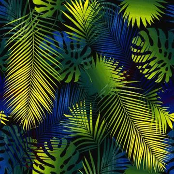 Collage of tropical leaves Stock Illustration