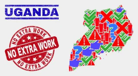 Collage of Uganda Map Symbol Mosaic and Grunge No Extra Work Stamp Seal Stock Illustration