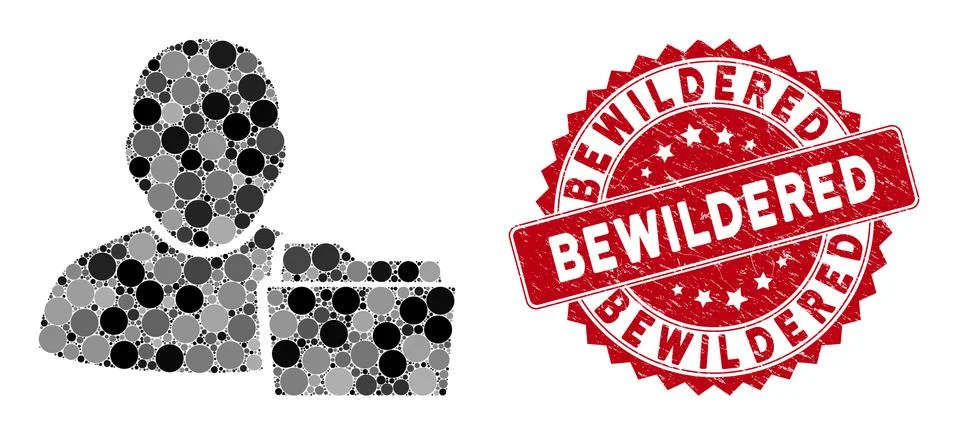 Collage User Document Folder with Distress Bewildered Stamp Stock Illustration