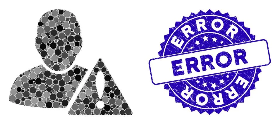 Collage User Error Icon with Distress Error Seal Ilustración de archivo