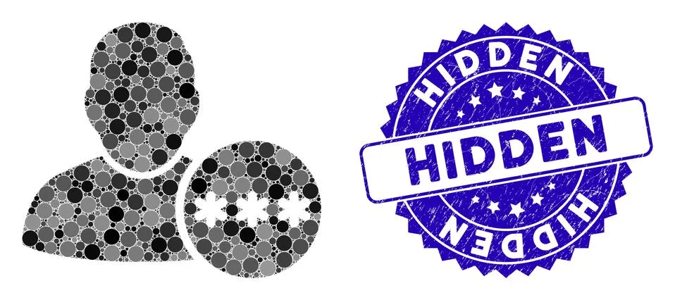 Collage User Hidden Password Icon with Textured Hidden Seal Stockillustratie