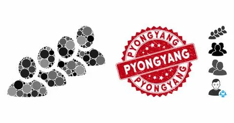 Collage User Queue Icon with Scratched Pyongyang Stamp Stock Illustration