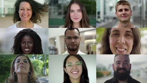 Collage of various content people smiling at camera Stock Footage 119117254