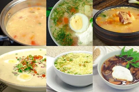 Collage of various soups 写真素材