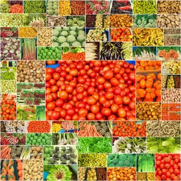 Collage of vegetables Stock Photos