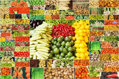 Collage of vegetables Stock Photos