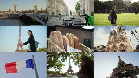 Collage of video landmarks of Paris. Stock Footage 317981834