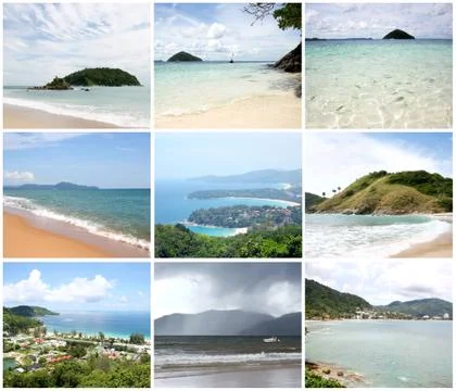 Collage of view point  - kata, karon, patong beaches thailand Stock Illustration