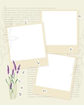 Collage vintage template boho style photobook social stories layout, banner and Stock Illustration