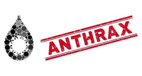 Collage Virus Drop Icon with Grunge Anthrax Line Seal Stock Illustration