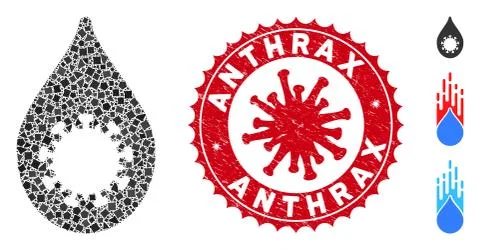 Collage Virus Drop Icon of Rugged Pieces with Coronavirus Scratched Anthrax Stock Illustration