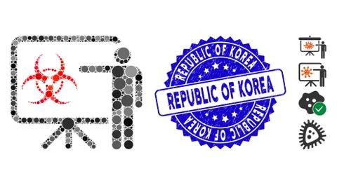 Collage Virus Presentation Board Icon with Grunge Republic of Korea Stamp Stock Illustration