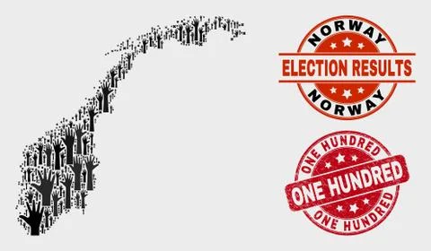 Collage of Voting Norway Map and Grunge One Hundred Watermark Stock Illustration