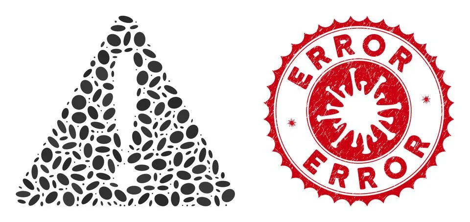 Collage Warning Error Icon with Coronavirus Textured Error Seal Stock Illustration