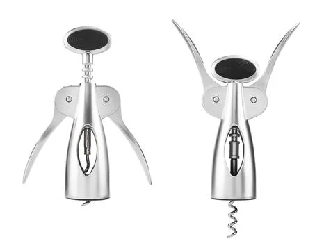 Collage with wing corkscrew on white background Photos