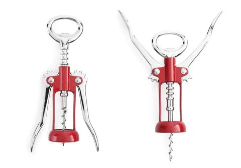Collage with wing corkscrew on white background Photos
