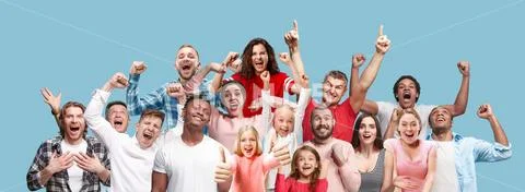 Collage of winning success happy men and women celebrating being a winner. Stock Photos