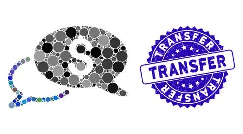 Collage Wire Transfer Icon with Grunge Transfer Seal Stock Illustration